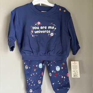 Baby Space-Themed Pajama Set - Valentines Day - Blue